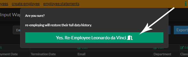 Click the Re-Employ button
