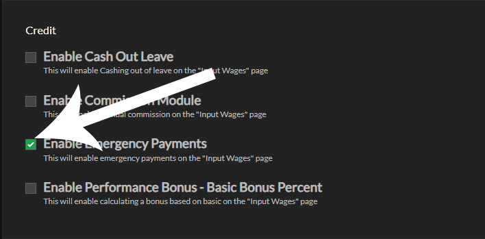 Enable Emergency Payments